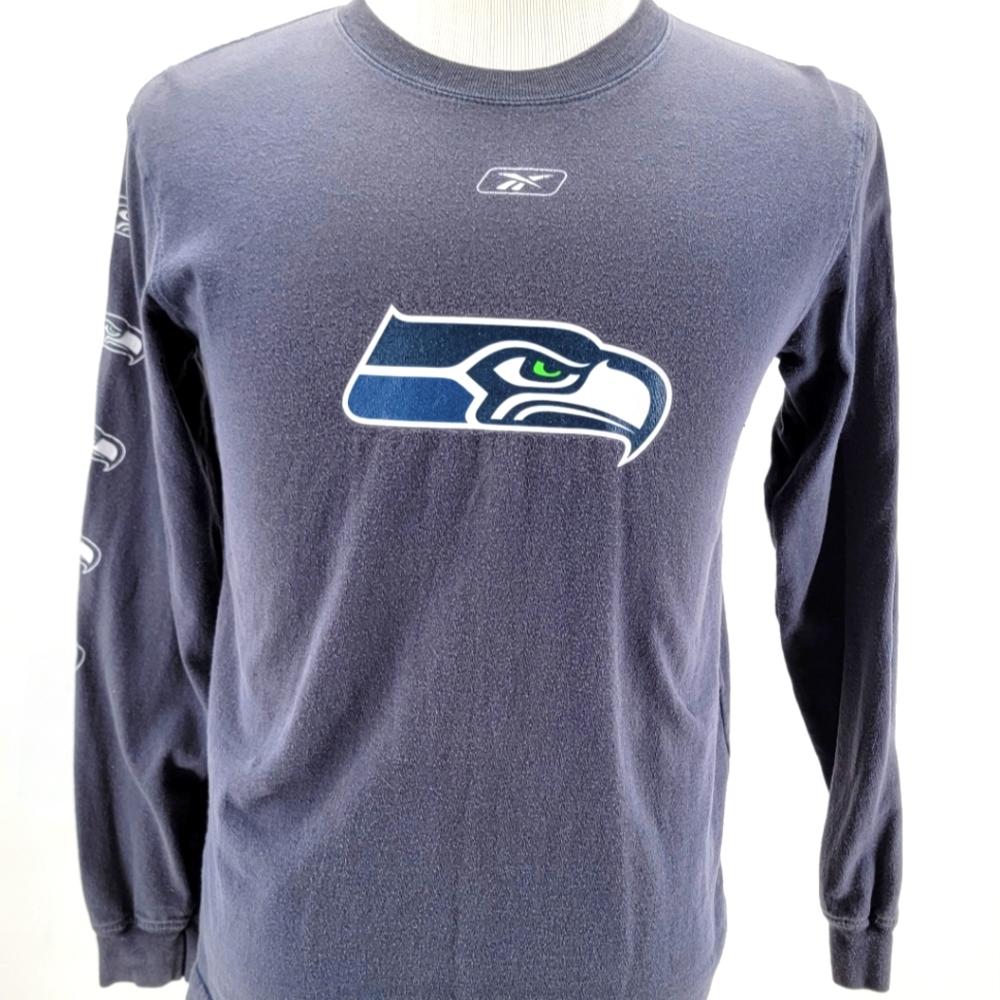 NFL Reebok Youth Size Large 14/16 Navy Blue Long Sleeve Crew Neck Shirt
